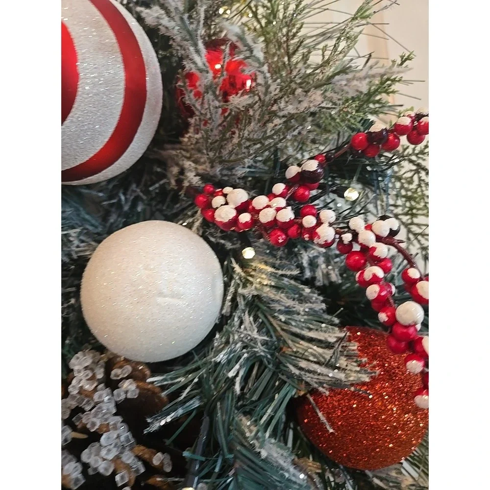 Valery Madelyn 24'' Pre-Lit Christmas Wreath for Front Door w Light Candy Cane